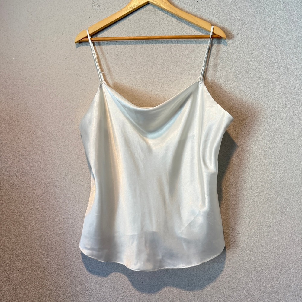 Frederique White Satin Cowl Neck Camisole Adjustable Straps Size 1X
